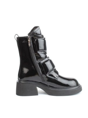 04-HSM710 BLACK Ботинки зимние женские (натуральная кожа, натуральный мех)