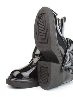 04-HSM710 BLACK Ботинки зимние женские (натуральная кожа, натуральный мех)