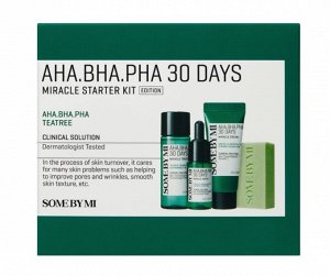 Набор миниатюр для проблемной кожи с кислотами SOME BY MI AHA-BHA-PHA 30 Days Starter KIT (мыло, тонер, сыворотка, крем)