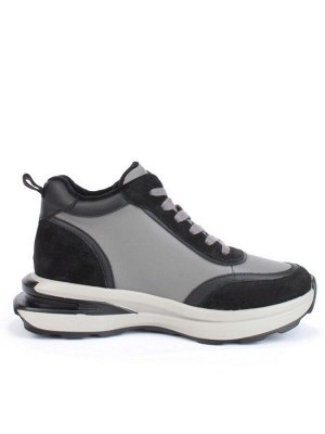 05-804-1B BLACK GRAY Кроссовки женские демисезонные (натуральная кожа , натуральная замша, натуральная байка)