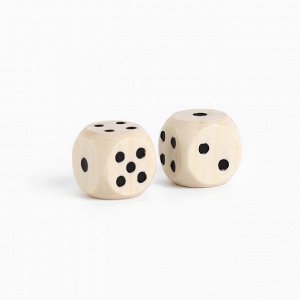 СИМА-ЛЕНД Кости игральные, кубики для настольных игр, 1.4 х 1.4 см, набор 2 шт, дерево