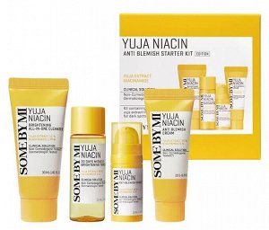 Набор миниатюр для осветления кожи SOME BY MI Yuja Niacin Anti Blemish Starter KIT (гель для умывания, тонер, сыворотка, крем)