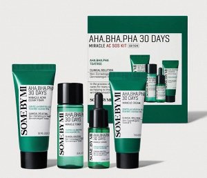 Набор миниатюр для кожи лица с кислотами SOME BY MI AHA-BHA-PHA 30 Days Miracle SOS KIT (пенка, тонер, сыворотка, крем)