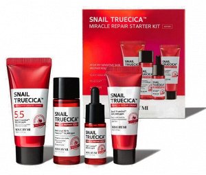 Набор миниатюр с муцином улитки SOME BY MI Snail Truecica Miracle Repair Starter KIT (гель для умывания, тонер, сыворотка, крем)