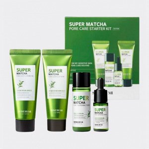 Набор миниатюр для сужения пор с чаем матча SOME BY MI Super Matcha Pore Care Starter KIT (гель для умывания, глиняная маска, тонер, сыворотка)