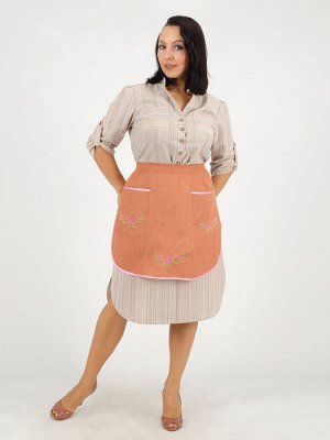 Передник для кухни женский, лен, кирпичный