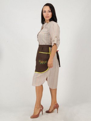Передник для кухни женский, лен коричневый