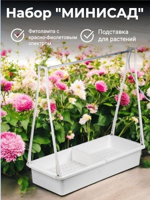Набор «Минисад», светодиодная лампа для растений с подставкой, цвет белый, красно-фиолетовый свет для рассады и цветения ULT-P34N-10W/SPBR IP65 WHITE 12