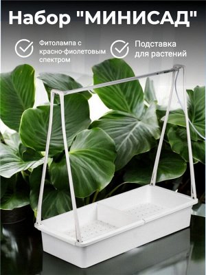 Набор «Минисад», светодиодная лампа для растений с подставкой, цвет белый, красно-фиолетовый свет для рассады и цветения ULT-P34N-10W/SPBR IP65 WHITE 12