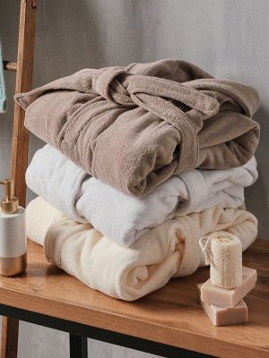 Халат махровый женский L HOME: Basic "Айвори", 100% хлопок, 420 г/м2