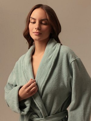 Халат махровый женский S HOME: Basic "Аззура", 100% хлопок, 420 г/м2
