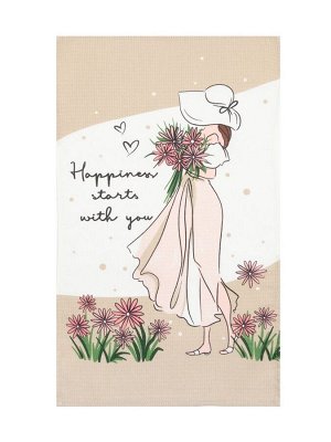 Полотенце "Доляна" Happiness 35х60 см, 100% хлопок, вафля 160 г/м2