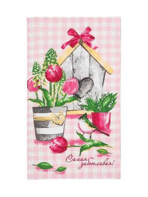 Кухонное полотенце «Доляна. Самой заботливой», 35x60 см, 100% хлопок, 160 г/м²