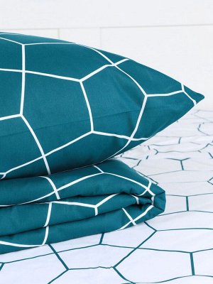 Постельное бельё "Этель" 2 сп Emerald hexagon 175*215 см, 200*220 см, 70*70 см-2 шт, бязь 125 г/м2, хл 100%