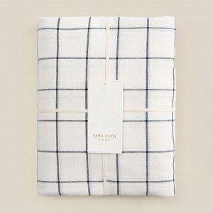Простыня SL Home Cotton 245*260 см, цв.белый/серый, 100% жатый хлопок