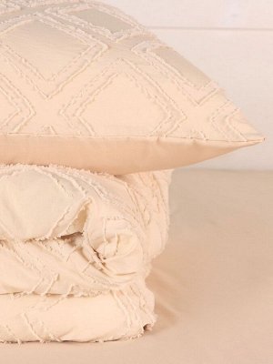 Постельное бельё LoveLife Tufting 1,5сп "Ромб" 143*215см,150*230см,50*70см-2шт, цвет бежевый, 110 г/м2