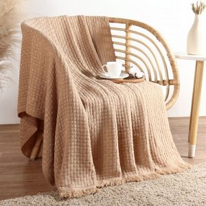 Плед с бахромой SL Home Relief, 130x170 см, бежевый, акрил 100%