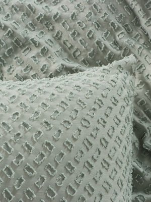 Постельное бельё 1.5 спальное, «Тафтинг квадрат», ручная работа, 143x215 см,150x230 см,50x70 см-2 шт., зелёное, 110 г/м²