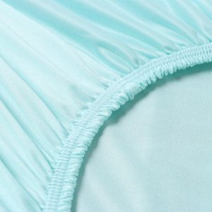 Простыня на резинке 140х200х25см, мята, тенсель 120г/м, пэ100%