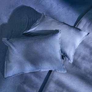 Наволочка SL Home "Деним" 50*70+2 см, цв.синий, 100% жатый хлопок