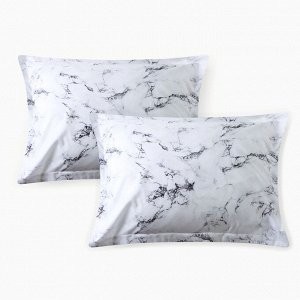 Комплект наволочек «Этель» Marble, 50x70+3 см, 2 шт., перкаль (300 нитей), хлопок 100%