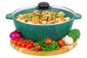 Сотейник 28 см, 4,5 л с крышкой ГАРМОНИЯ ВКУСА "Изумруд"