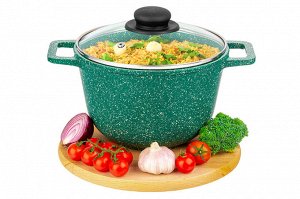 Казан 3 л "Изумруд" с крышкой, диаметр 20 см, размеры 28x21,5x18,5 см - ГАРМОНИЯ ВКУСА