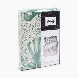 Комплект постельного белья LoveLife 2 сп "Монстера" 175*215см, 210*220см, 50*70см-2шт, 100% хлопок, бязь, 125г/м2