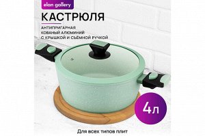 Кастрюля FIERRA 4 л с крышкой "Зеленый мрамор", диаметр 25 см, размеры 40x25,5x17 см