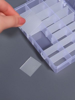 Органайзер для хранения мелочей, передвижные ячейки, 24 ячейки, 19.5x13.5x3.5 см, прозрачный