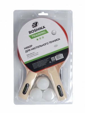 Набор для настольного тенниса BOSHIKA Training: 2 ракетки, 3 мяча, сетка, крепление