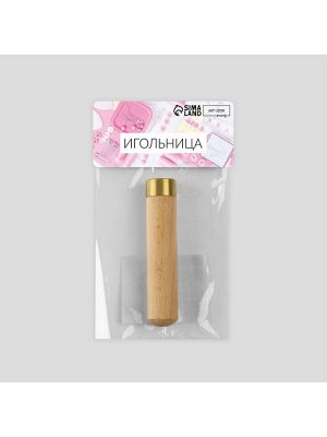 Игольница-туба, 8.6x1.8x8 см, дерево, коричневая