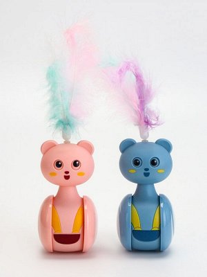 Игрушка-неваляшка с пером под лакомство, 11 х 6 см, Микс цветов