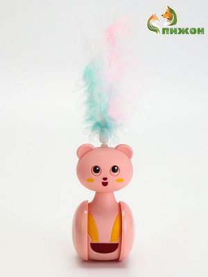 Игрушка-неваляшка с пером под лакомство, 11 х 6 см, Микс цветов