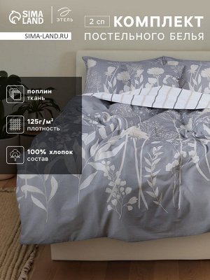 Комплект постельного белья «Этель» 2 сп Dandelion wine 175x215 см, 200x220 см, 50x70 см -2 шт., поплин 125 г/м², хлопок