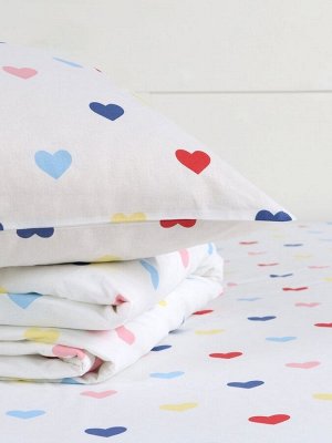 Постельное бельё«Этель» Евро Сolored Hearts 200x217 см, 220x240 см, 70x70 см-2 шт., поплин 125 г/м², хлопок100%