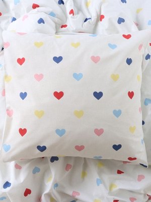 Постельное бельё«Этель» Евро Сolored Hearts 200x217 см, 220x240 см, 70x70 см-2 шт., поплин 125 г/м², хлопок100%