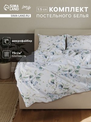 КПБ LoveLife 1,5сп "Эвкалипт" 143*215см,150*214см,50*70см- 2шт, микрофайбер,100%п/э