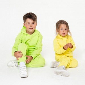 Костюм для девочки (толстовка, брюки) с НАЧЁСОМ, цвет жёлтый, рост