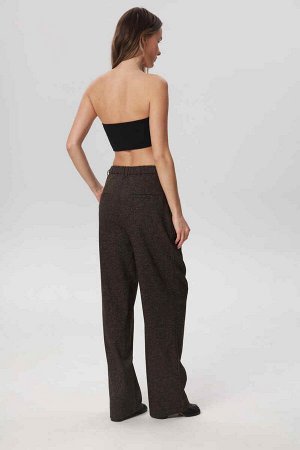 Брюки из костюмной ткани женские, кофе твид