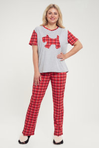 Пижама ЖП 029 (серый + клетка красная)