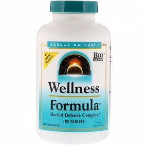 Source Naturals, Wellness Formula, растительный защитный комплекс, 180 таблеток