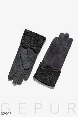 Черные перчатки с манжетой