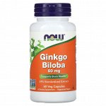 Гинкго билоба NOW Ginkgo Biloba 60мг - 60 капс