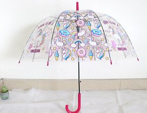 Прозрачный зонт-трость в стиле Ретро "Единороги"
