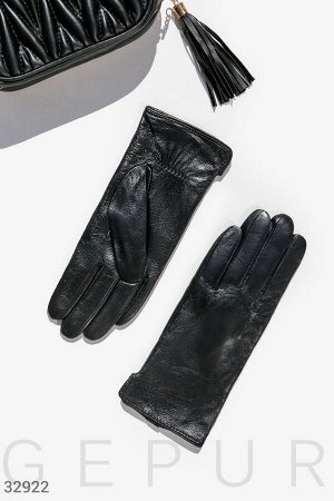 Кожаные черные перчатки