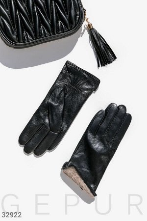 Кожаные черные перчатки