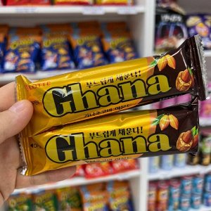 Lotte Ghana Choco Bar Almond 45g - Батончик Лотте Гхана с миндалем и карамелью
