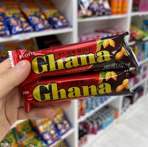 Lotte Ghana Choco Bar Peanut 45g - Батончик Лотте Гхана с арахисом и карамелью