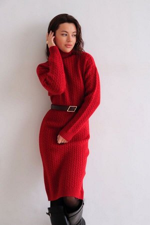 Платье вязаное красное